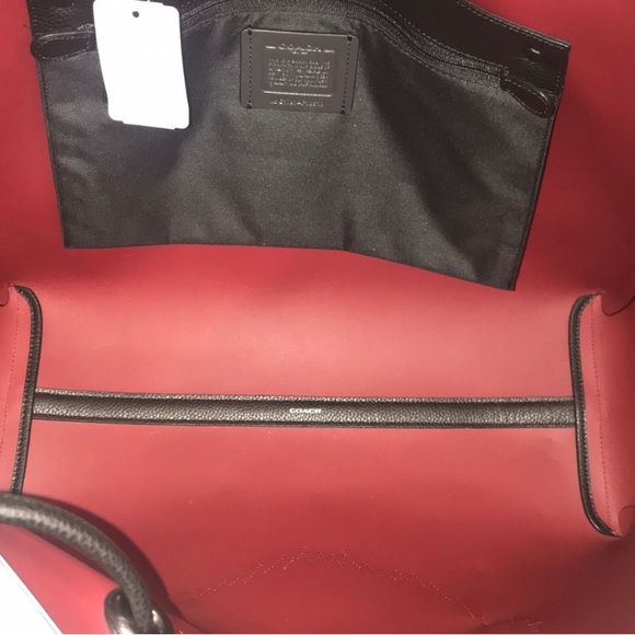 Coach Rare Black leather Tote Bag with Raccoon Design - Picture 3 of 6